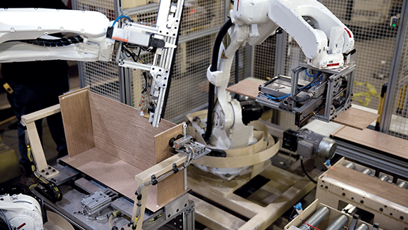 Ashley Robot is building a cabinet